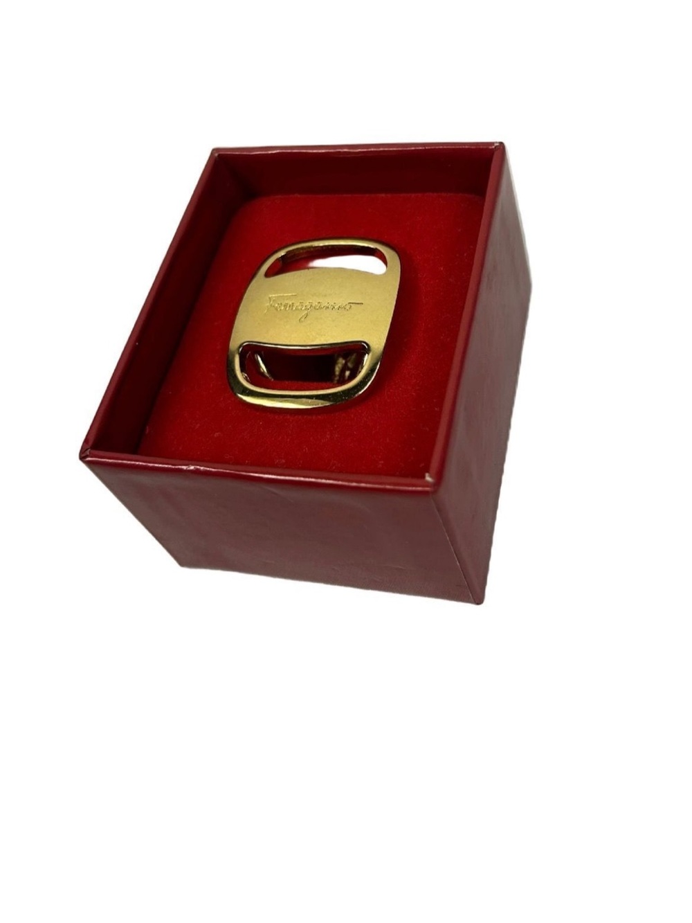 Salvatore Ferragamo Logo Scarf Ring with Box